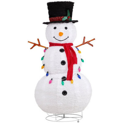 4Ft 100Led 20 Lanterns Christmas Snowman Foldable/pop Up Snowman Outdoor Decor - image 1