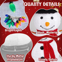 4Ft 100Led 20 Lanterns Christmas Snowman Foldable/pop Up Snowman Outdoor Decor - thumbnail 4