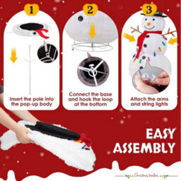4Ft 100Led 20 Lanterns Christmas Snowman Foldable/pop Up Snowman Outdoor Decor - thumbnail 3
