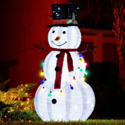 4Ft 100Led 20 Lanterns Christmas Snowman Foldable/pop Up Snowman Outdoor Decor - thumbnail 6