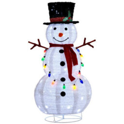 4Ft 100Led 20 Lanterns Christmas Snowman Foldable/pop Up Snowman Outdoor Decor - thumbnail 5