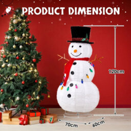 4Ft 100Led 20 Lanterns Christmas Snowman Foldable/pop Up Snowman Outdoor Decor - thumbnail 2