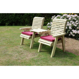 Churnet Valley Garden Furniture Ltd Ergonomical Companion Seat, Love Seat Chair Set - L74 X W170 X H105 Cm - Fully Assembled - Set Of Waterproof Cushions Included - thumbnail 2