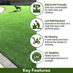 "Emerald 40mm Outdoor Artificial Grass,8 Years Warranty, Realistic Artifical Grass, Plush Fake Grass-3M(9'9"") X 4M(13'1"")-12M²" - thumbnail 2