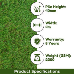 "Emerald 40mm Outdoor Artificial Grass,8 Years Warranty, Realistic Artifical Grass, Plush Fake Grass-3M(9'9"") X 4M(13'1"")-12M²" - thumbnail 4