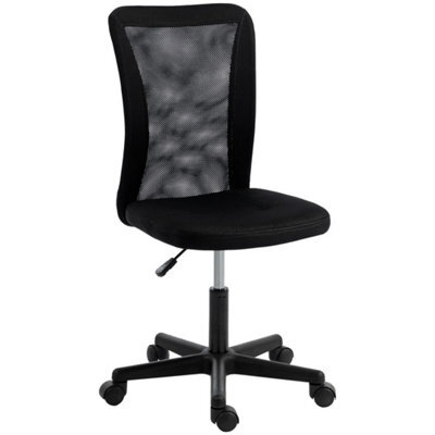 Armless Office Chair, Swivel Desk Chair W/ Adjustable Height, Black - image 1