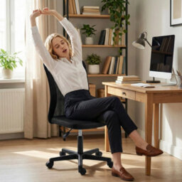 Armless Office Chair, Swivel Desk Chair W/ Adjustable Height, Black - thumbnail 3
