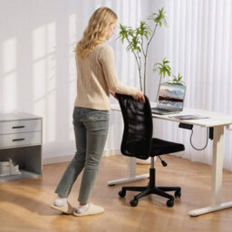 Armless Office Chair, Swivel Desk Chair W/ Adjustable Height, Black - thumbnail 4