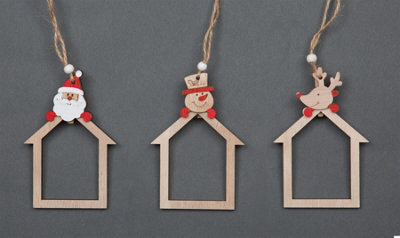 Shatchi Christmas Tree Ornaments Wooden Aesthetic Hanging Decorations Set Of 3 Pcs Xmas Diy Holiday Home Décor - image 1
