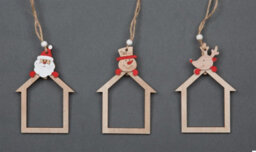 Shatchi Christmas Tree Ornaments Wooden Aesthetic Hanging Decorations Set Of 3 Pcs Xmas Diy Holiday Home Décor - thumbnail 1