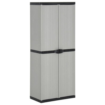 Walplus Garden Storage Cabinet With 3 Shelves Grey&black 68X40X168 Cm - image 1