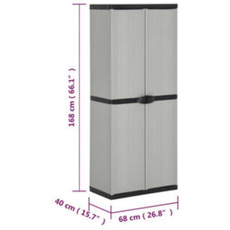 Walplus Garden Storage Cabinet With 3 Shelves Grey&black 68X40X168 Cm - thumbnail 9