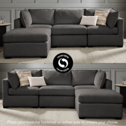 Home Detail Aster 4 Seater Sofa With Footstool, Dark Grey Linen - thumbnail 5