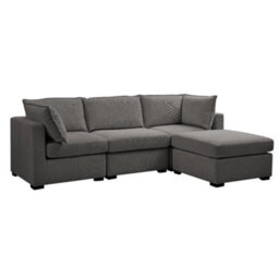 Home Detail Aster 4 Seater Sofa With Footstool, Dark Grey Linen - thumbnail 3