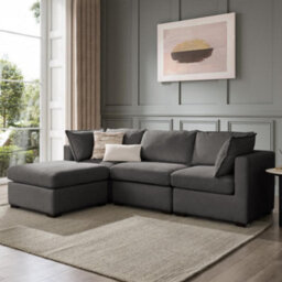 Home Detail Aster 4 Seater Sofa With Footstool, Dark Grey Linen - thumbnail 2