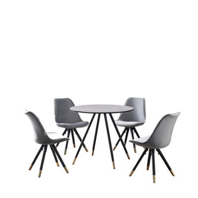 Life Interiors Sofia Dorchester Lux Dining Set, A Table And Chairs Set Of 4, Grey/light Grey - image 1