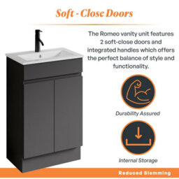 Plum&clay Romeo Matt Grey Floorstanding Vanity Unit & Basin Set (W)500mm - thumbnail 3