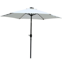 Sundaze Cream 2.5M  Round Garden Parasol Umbrella Outdoor Patio Solar Led Lights Crank Tilt With Base - thumbnail 3