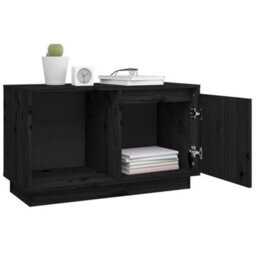 Berkfield Tv Cabinet Black 74X35X44 Cm Solid Wood Pine - thumbnail 8