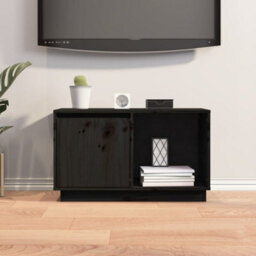 Berkfield Tv Cabinet Black 74X35X44 Cm Solid Wood Pine - thumbnail 7