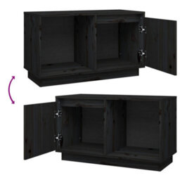 Berkfield Tv Cabinet Black 74X35X44 Cm Solid Wood Pine - thumbnail 6