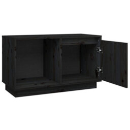 Berkfield Tv Cabinet Black 74X35X44 Cm Solid Wood Pine - thumbnail 4