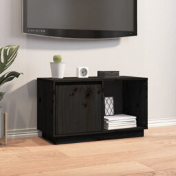 Berkfield Tv Cabinet Black 74X35X44 Cm Solid Wood Pine - thumbnail 1