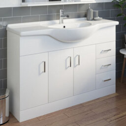 Affine Freestanding Vanity Unit Basin Sink Bathroom Storage Cabinet Gloss White 1200mm - thumbnail 2