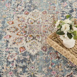 Xample Concept Looms Vintage Kashan Blue Rug 240 X 290 Cm Classic Persian Design 100% Polypropylene Low Pile 4mm Durable Area Rug - thumbnail 3