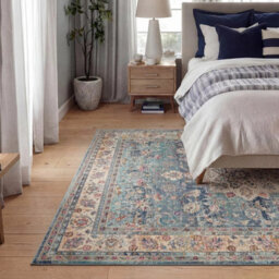Xample Concept Looms Vintage Kashan Blue Rug 240 X 290 Cm Classic Persian Design 100% Polypropylene Low Pile 4mm Durable Area Rug - thumbnail 2