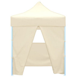 Walplus Professional Folding Party Tent Garden Gazebo Canopy With 4 Sidewalls 2X2 M Steel Cream - thumbnail 2