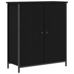 Berkfield Sideboard Black Oak 70X30X80 Cm Engineered Wood And Steel - thumbnail 2