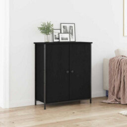 Berkfield Sideboard Black Oak 70X30X80 Cm Engineered Wood And Steel - thumbnail 1