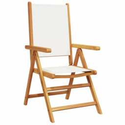 Berkfield Garden Dining Set Folding 5 Pcs Cream White Solid Acacia Wood - thumbnail 6