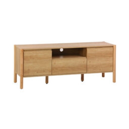 Sweeek - Wood Decor Tv Stand 2 Doors 1 Drawer 140Cm Natural 140X42X55 Cm - Harmony - thumbnail 2