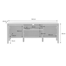 Sweeek - Wood Decor Tv Stand 2 Doors 1 Drawer 140Cm Natural 140X42X55 Cm - Harmony - thumbnail 5