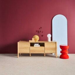Sweeek - Wood Decor Tv Stand 2 Doors 1 Drawer 140Cm Natural 140X42X55 Cm - Harmony - thumbnail 3