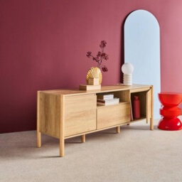 Sweeek - Wood Decor Tv Stand 2 Doors 1 Drawer 140Cm Natural 140X42X55 Cm - Harmony - thumbnail 4
