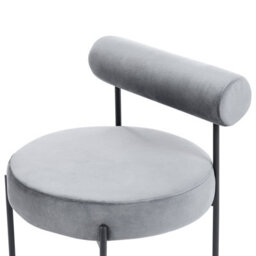 Beliani Velvet Armless Chair - Grey Round Seat, Roll-Back Backrest, Vintage Style - thumbnail 4