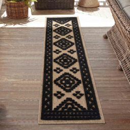 Harper Diamond Pattern Water Resistant Indoor Area Rugs Black 50X80 Cm - thumbnail 5