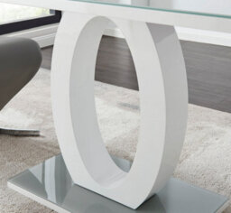 Furniturebox Giovani Rectangular 4 Seat White High Gloss Unique Halo Dining Table Grey Glass Top 4 Wbeige Faux Leather Silver Leg Milan Chairs - thumbnail 4