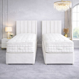 Comfy Deluxe 5Ft Kingsize Zip Link 6X6 Lengthwhite Plush Divan Bed Full Set 4 Drawers - thumbnail 2