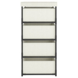 Berkfield Storage Rack With 4 Fabric Baskets Steel Cream - thumbnail 4