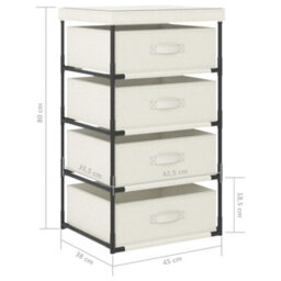 Berkfield Storage Rack With 4 Fabric Baskets Steel Cream - thumbnail 7