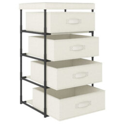 Berkfield Storage Rack With 4 Fabric Baskets Steel Cream - thumbnail 3