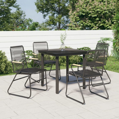 Berkfield 5 Piece Garden Dining Set Black Pvc Rattan - image 1
