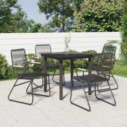 Berkfield 5 Piece Garden Dining Set Black Pvc Rattan - thumbnail 1