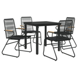 Berkfield 5 Piece Garden Dining Set Black Pvc Rattan - thumbnail 3
