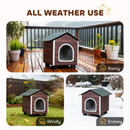 Pawhut Outdoor Cat House With Elevated Base, Cushion, Red-Brown - thumbnail 4