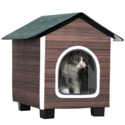 Pawhut Outdoor Cat House With Elevated Base, Cushion, Red-Brown - thumbnail 2